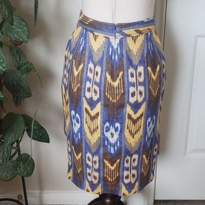 Tory Burch Patterned Linen Skirt Size 8